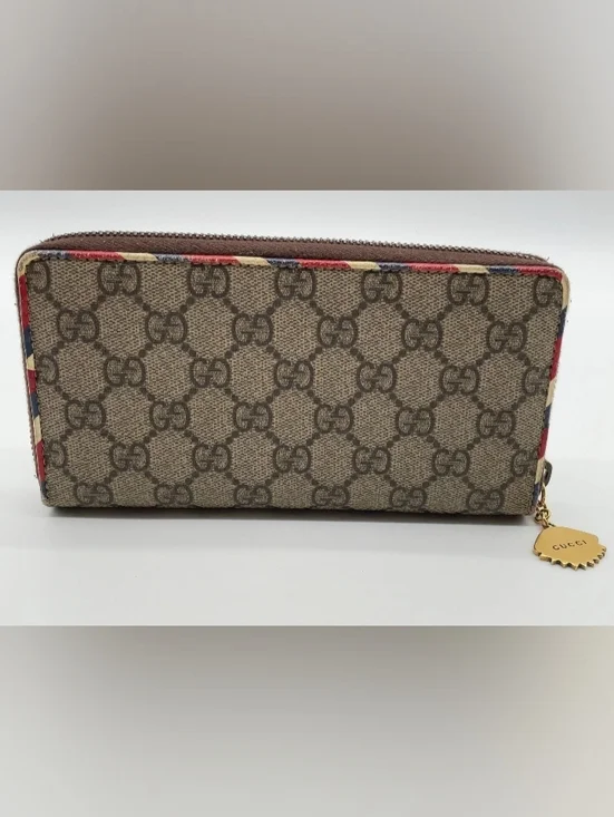 Gucci GG Supreme Courier UFO Tiger Sherry Line PVC Long Wallet/DB - Picture 3 of 14